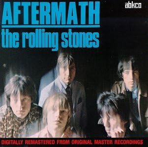 Aftermath album cover by The Rolling Stones featuring the band in dark lighting, includes the song Paint It Black from the 1966 release,