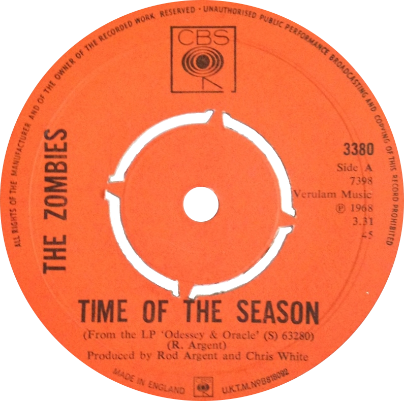 Time of the Season The Zombies UK single cover 1968