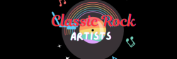 Classic Rock Artists Logo in Bold White Text on Black Background