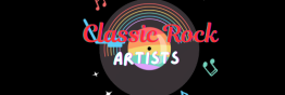 Classic Rock Artists Logo in Bold White Text on Black Background