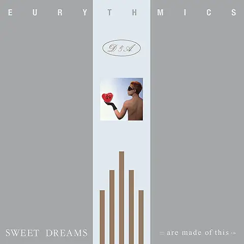 Sweet Dreams (Are Made of This) album cover by Eurythmics featuring Annie Lennox and Dave Stewart in a minimalist synth-pop setting.