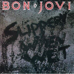Bon Jovi Slippery When Wet album cover featuring the hit song Livin on a Prayer.