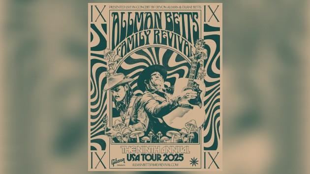 Allman Betts Family Revival 2025 Tour Poster - Classic Rock Artists Poster for the 9th Annual Allman Betts Family Revival 2025 USA Tour featuring vintage-style art