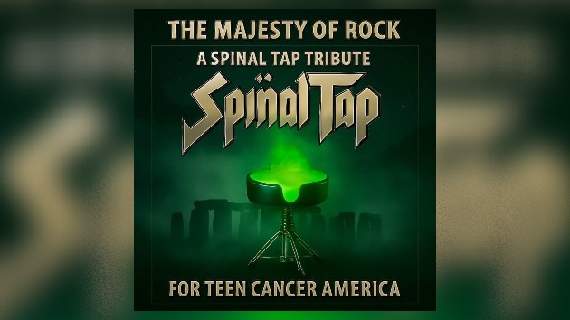 The Majesty of Rock - Spinal Tap Tribute Album Cover - Classic Rock Artists Spinal Tap tribute album cover for "The Majesty of Rock" featuring green glowing Stonehenge monument with band logo supporting Teen Cancer America charity.