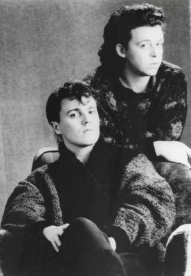 Tears for Fears Members - 1985 Polygram Publicity Photo - Classic Rock Artists Tears for Fears members Roland Orzabal and Curt Smith in classic black and white 1985 promotional photograph.
