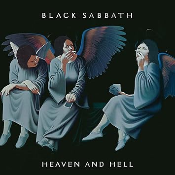 Heaven and Hell by Black Sabbath album cover 1980 featuring three angelic figures in robes