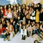 Joe Cocker concert film Mad Dogs and Englishmen touring party group photo with Leon Russell and full ensemble.