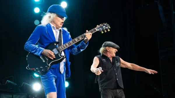 AC/DC performing live on stage