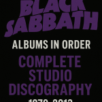 Black Sabbath Albums in Order – Complete Studio Discography 1970–2013 poster in black, purple, and white theme.