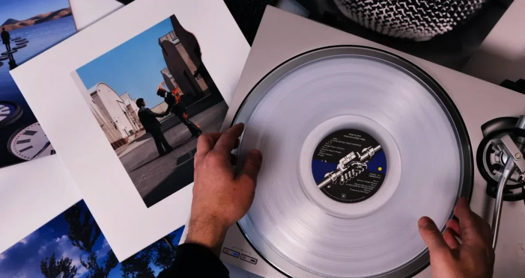 Pink Floyd Wish You Were Here 50th Anniversary deluxe box set crystal clear vinyl with iconic album artwork