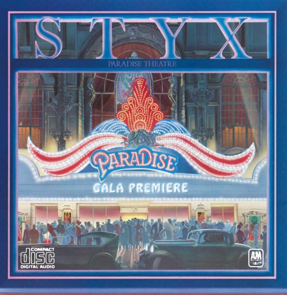 Styx Paradise Theatre album cover featuring the ornate theater marquee and art deco design from 1981