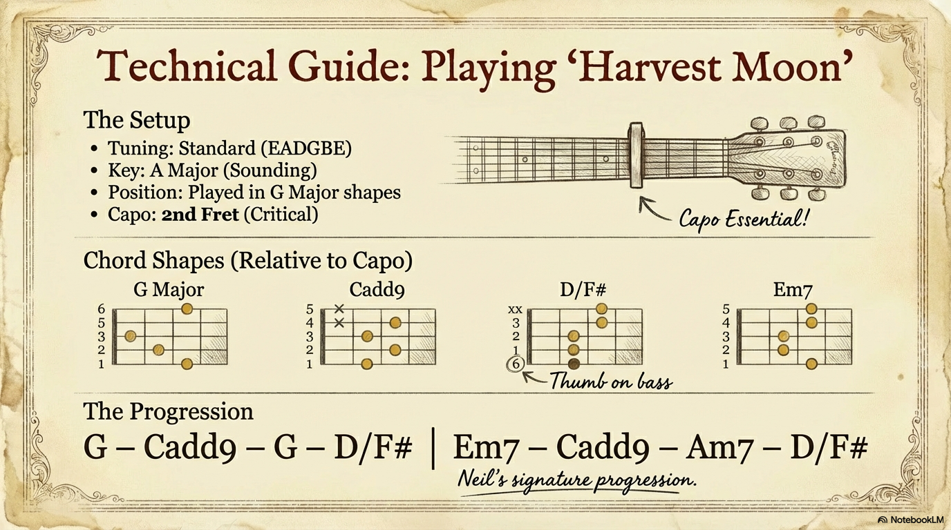 Neil Young Harvest Moon era showcasing the artist's return to acoustic roots