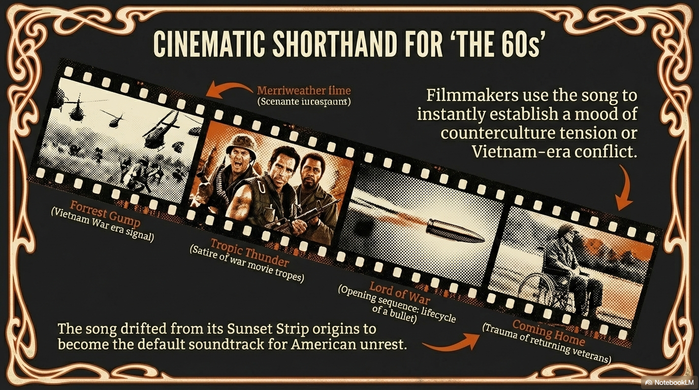 Forrest Gump Tropic Thunder Lord of War movies featuring Buffalo Springfield For What Its Worth