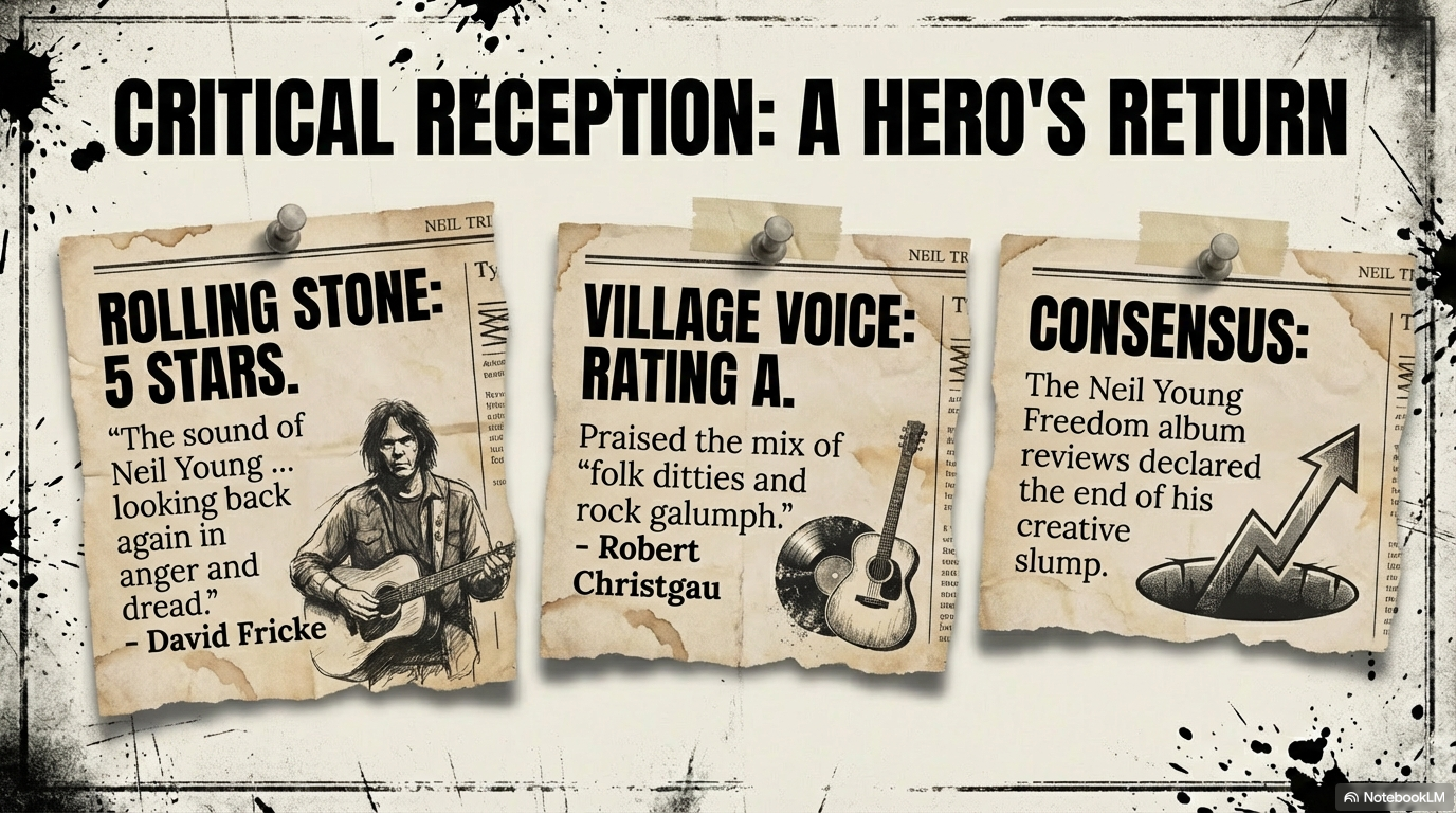 Visual compilation of critical reception for the Neil Young Freedom album