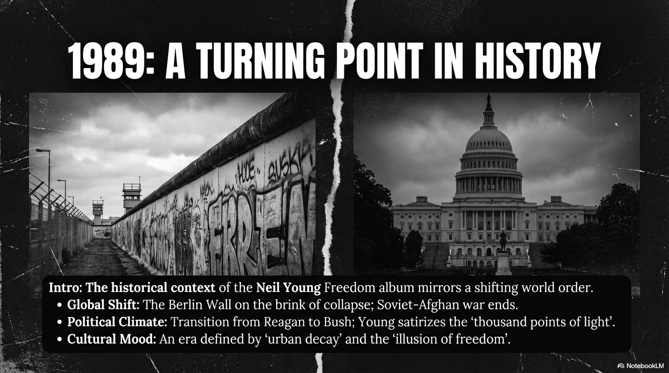 Historical context visualization for the Neil Young Freedom album release in 1989