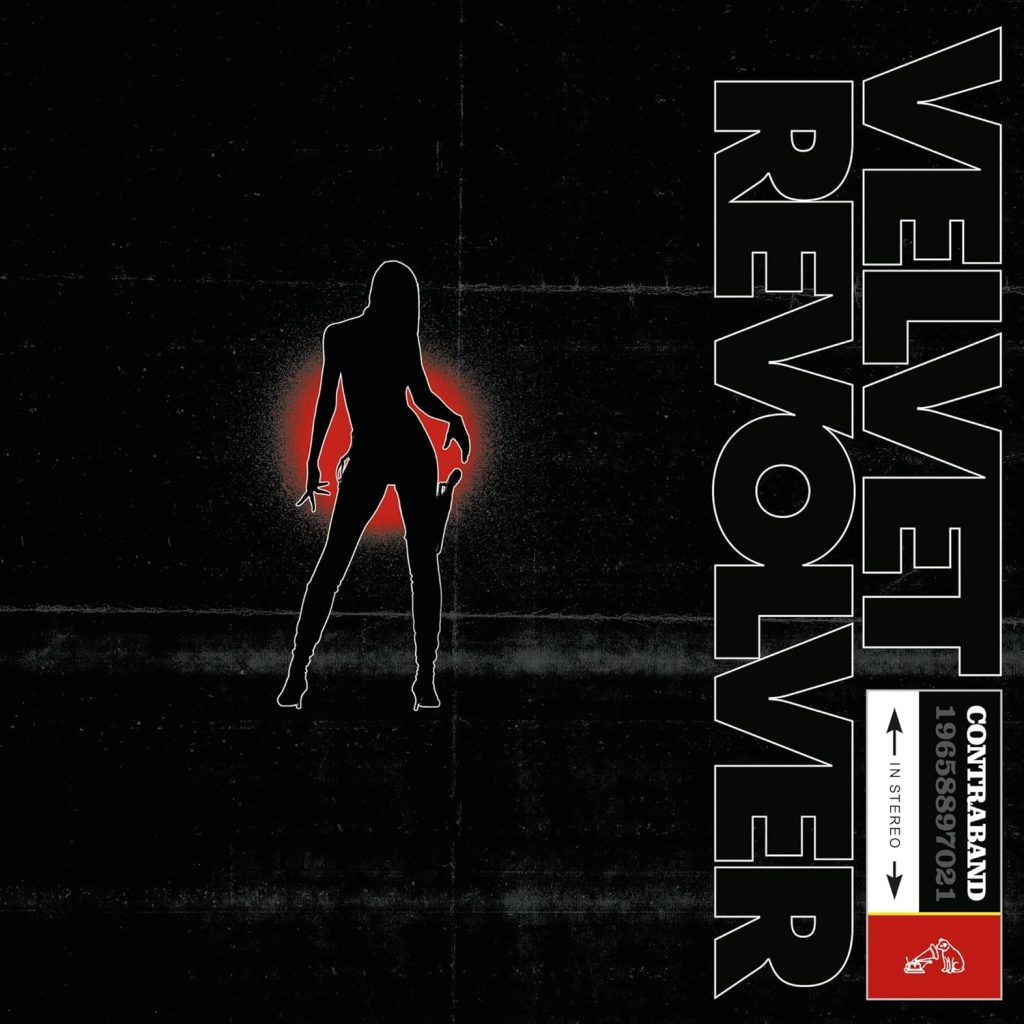 Velvet Revolver Contraband: The Ultimate 20th Anniversary Guide 2 Velvet Revolver Contraband - 20th Anniversary album cover featuring the iconic silhouette and gun logo.