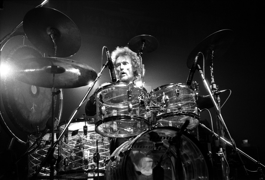 Ginger Baker performing live on drums