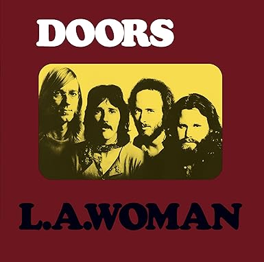 The Doors La Woman Song album cover featuring the band in yellow tint