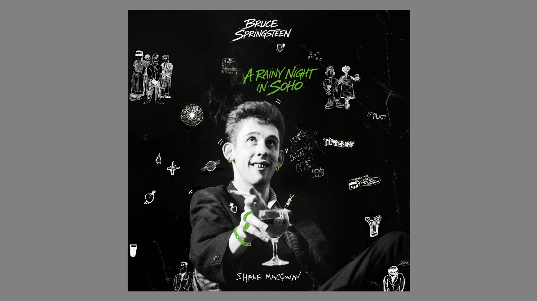 Bruce Springsteen A Rainy Night in Soho cover art for Shane MacGowan tribute album