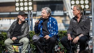 Metallica tribute to Michael Tilson Thomas - Lars Ulrich and James Hetfield joined by MTT on stage at Chase Center, San Francisco, 2019.