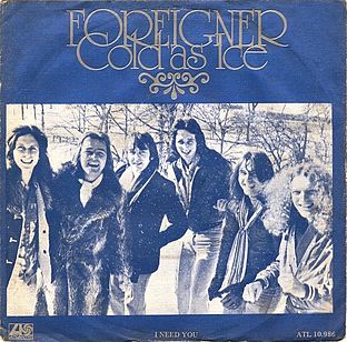 Foreigner Cold as Ice single cover 1977