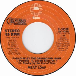 Meat Loaf Bat Out of Hell album cover featuring Paradise by the Dashboard Light.