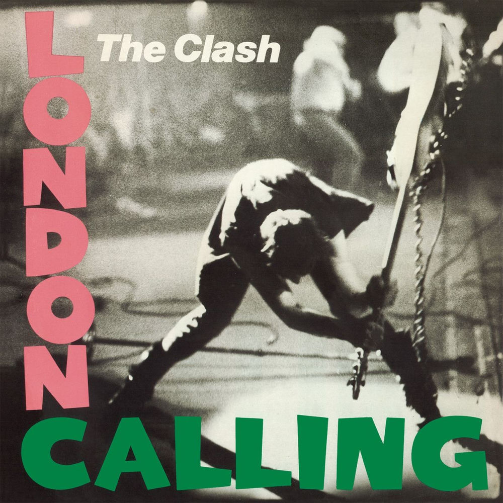 The Clash London Calling album cover showing the iconic smashed bass guitar with London Calling typography, representing the song London Calling.