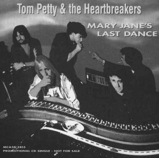 Mary Jane’s Last Dance single cover by Tom Petty featuring a moody portrait tied to the hit song.