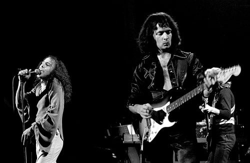 Members of Rainbow performing live on stage