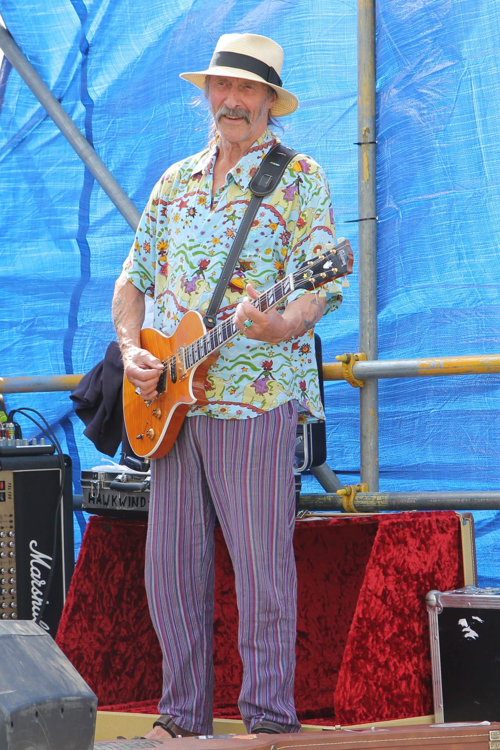 Dave Brock, founder and longest-serving member of Hawkwind, performing live